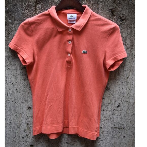 Lacoste Women’s Polo Shirt Orange Short Sleeve Size 40 (US Medium) - Picture 1 of 4